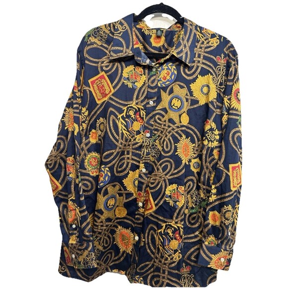 Lauren Ralph Lauren Women's shirt Rope and Gold Medallion Design. Equestrian. - Picture 8 of 12
